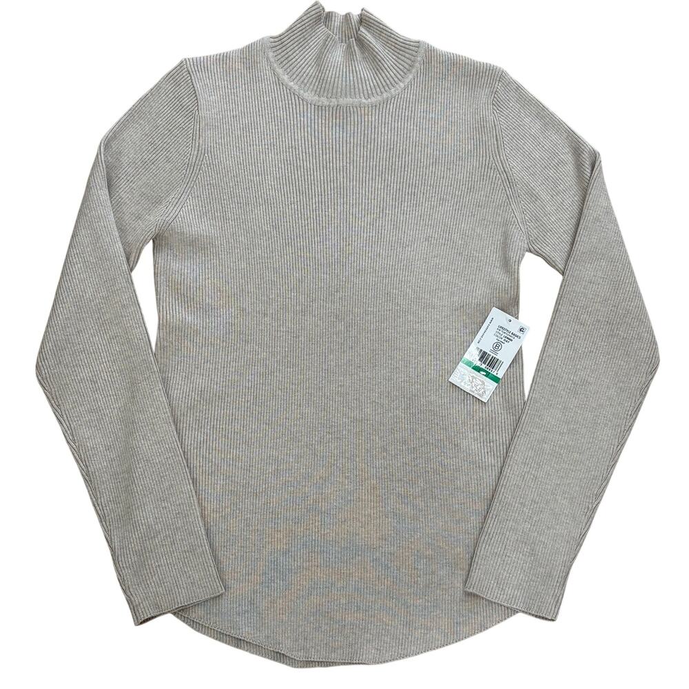 NWT Karen Kane Lifestyle Basics Sweater Rib‎ Turtleneck Mock Oat L89000 Large
